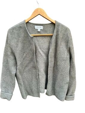 Elle Sweater Gray Open Front Ribbed Cardigan Sz. XL